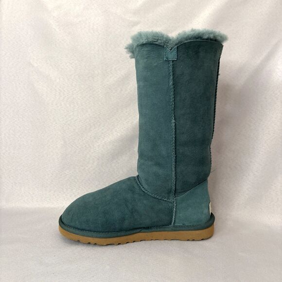 Womens UGG Boots Bailey Button Tall Triplet Teal Suede Boho Festival Rare Color6 - Picture 9 of 16